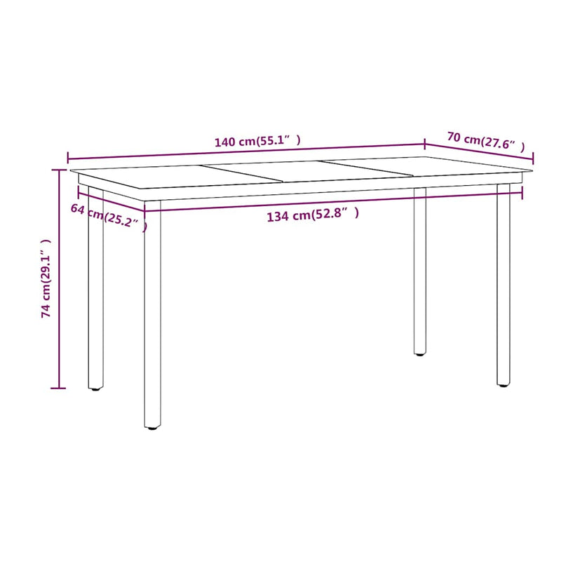vidaXL 7 Piece Garden Dining Set with Cushions Grey and Black