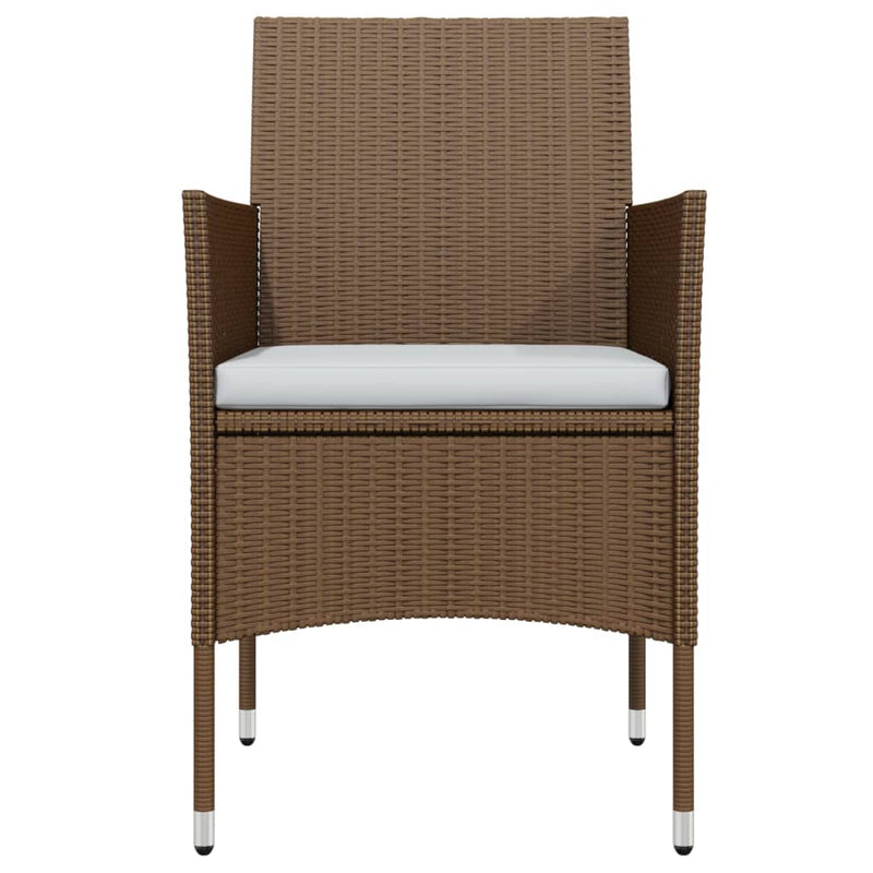 vidaXL 3 Piece Garden Dining Set with Cushions Brown and Black