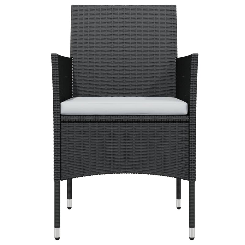 vidaXL 3 Piece Garden Dining Set with Cushions Black