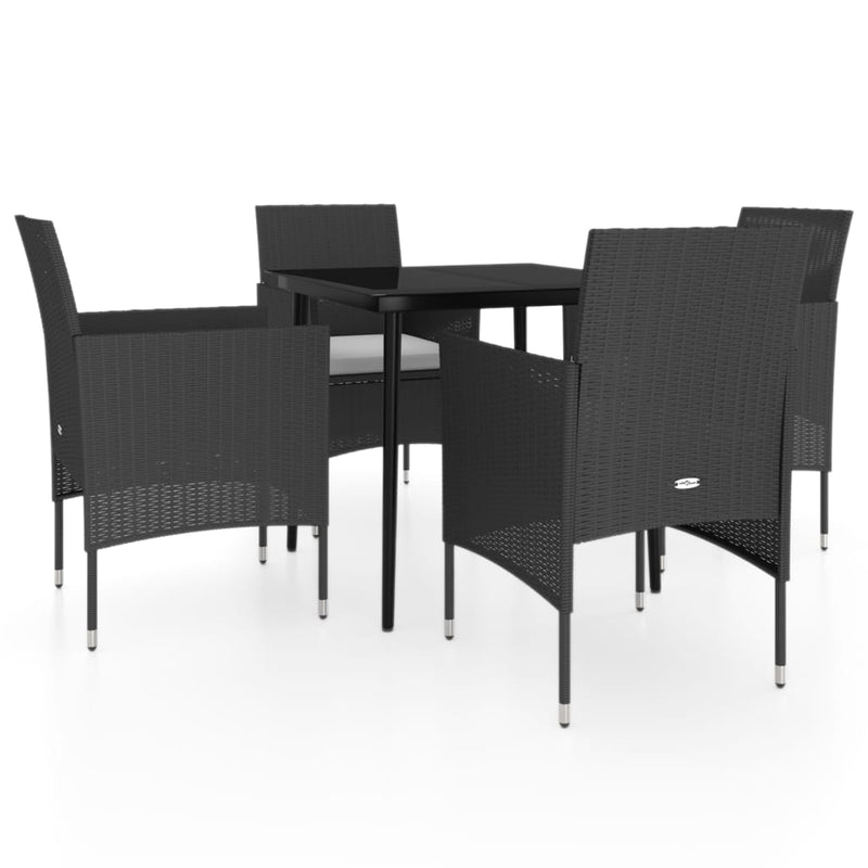 vidaXL 5 Piece Garden Dining Set with Cushions Black