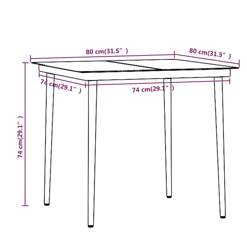 vidaXL 3 Piece Garden Dining Set with Cushions Grey and Black