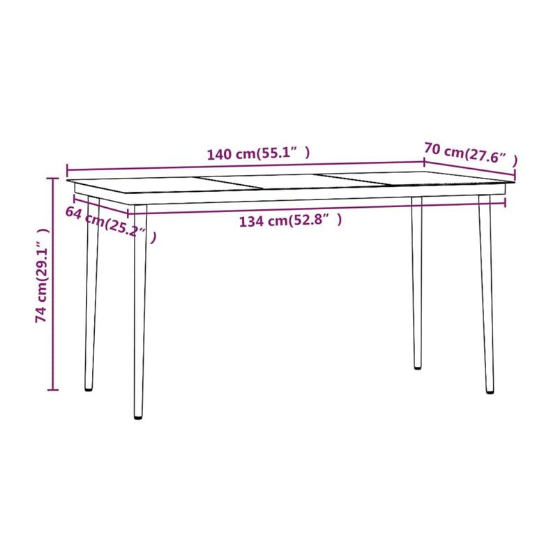 vidaXL 7 Piece Garden Dining Set with Cushions Grey and Black
