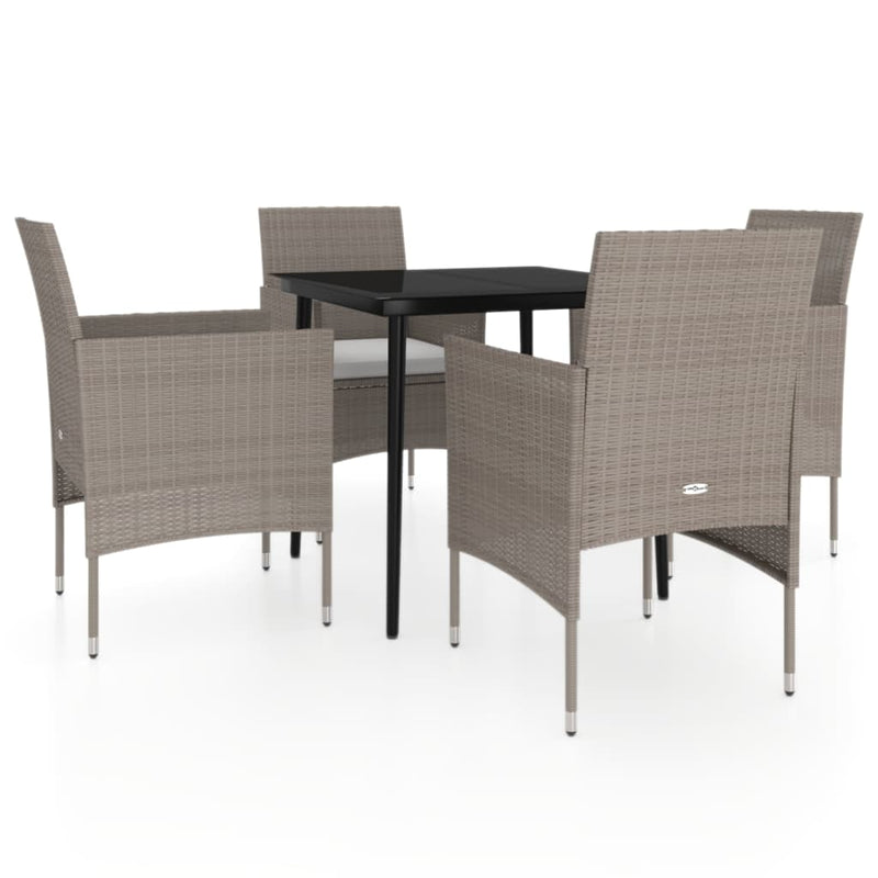 vidaXL 5 Piece Garden Dining Set with Cushions Beige and Black