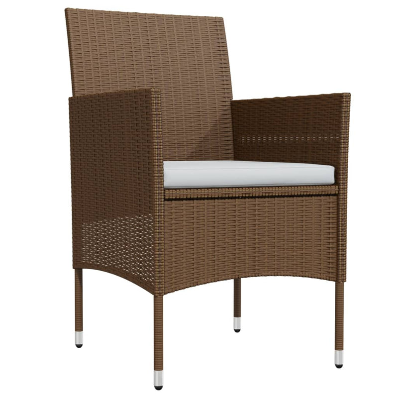 vidaXL 7 Piece Garden Dining Set with Cushions Brown and Black
