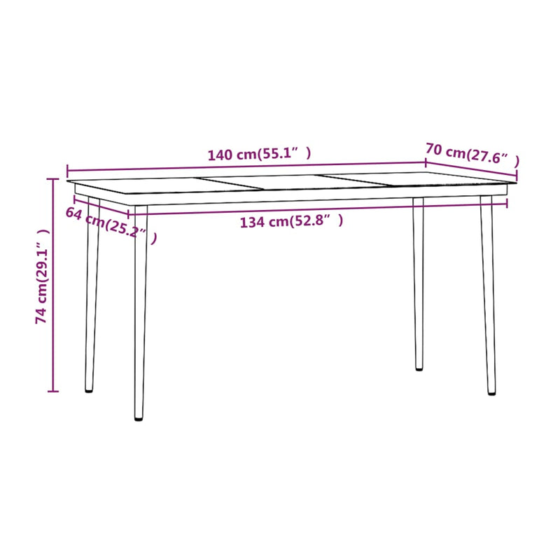vidaXL 7 Piece Garden Dining Set with Cushions Brown and Black