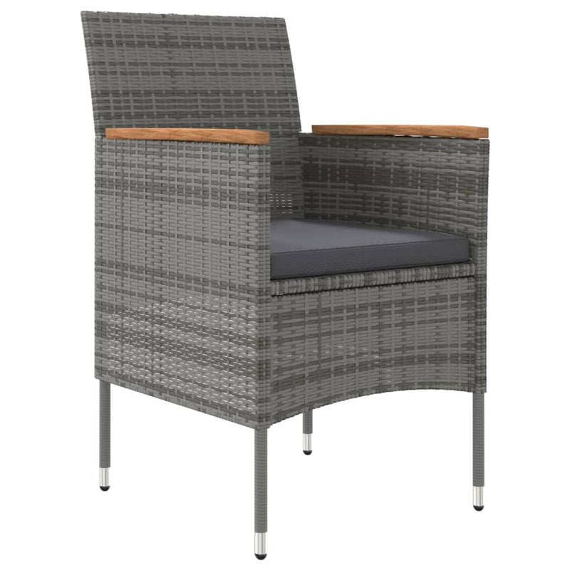 vidaXL 3 Piece Outdoor Dining Set with Cushions Grey and Black