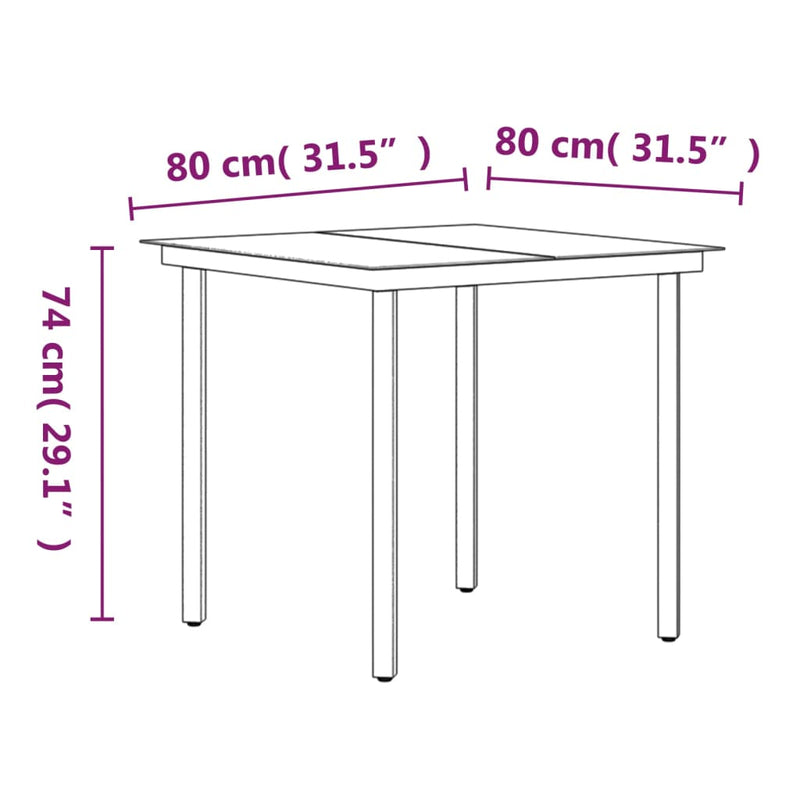 vidaXL 3 Piece Garden Dining Set with Cushions Black