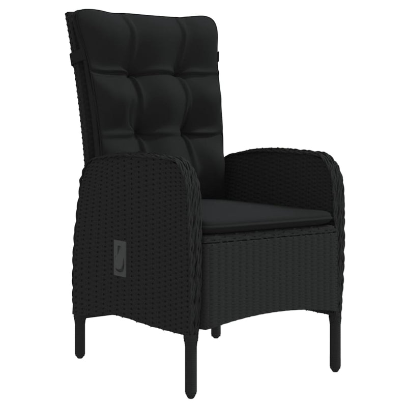 vidaXL 7 Piece Garden Dining Set with Cushions Black