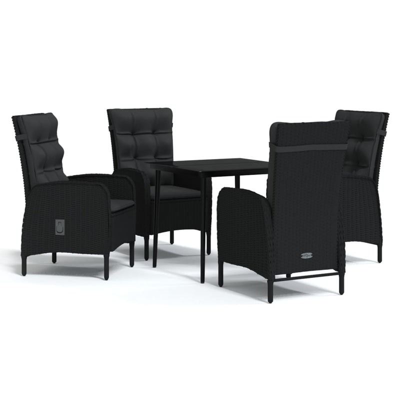 vidaXL 5 Piece Garden Dining Set with Cushions Black