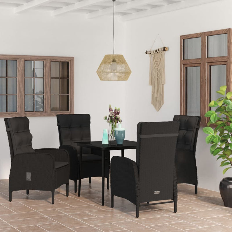 vidaXL 5 Piece Garden Dining Set with Cushions Black