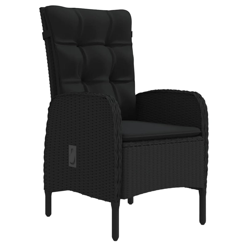 vidaXL 7 Piece Garden Dining Set with Cushions Black