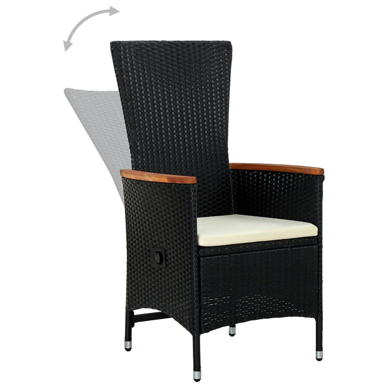 vidaXL 3 Piece Garden Dining Set with Cushions Black