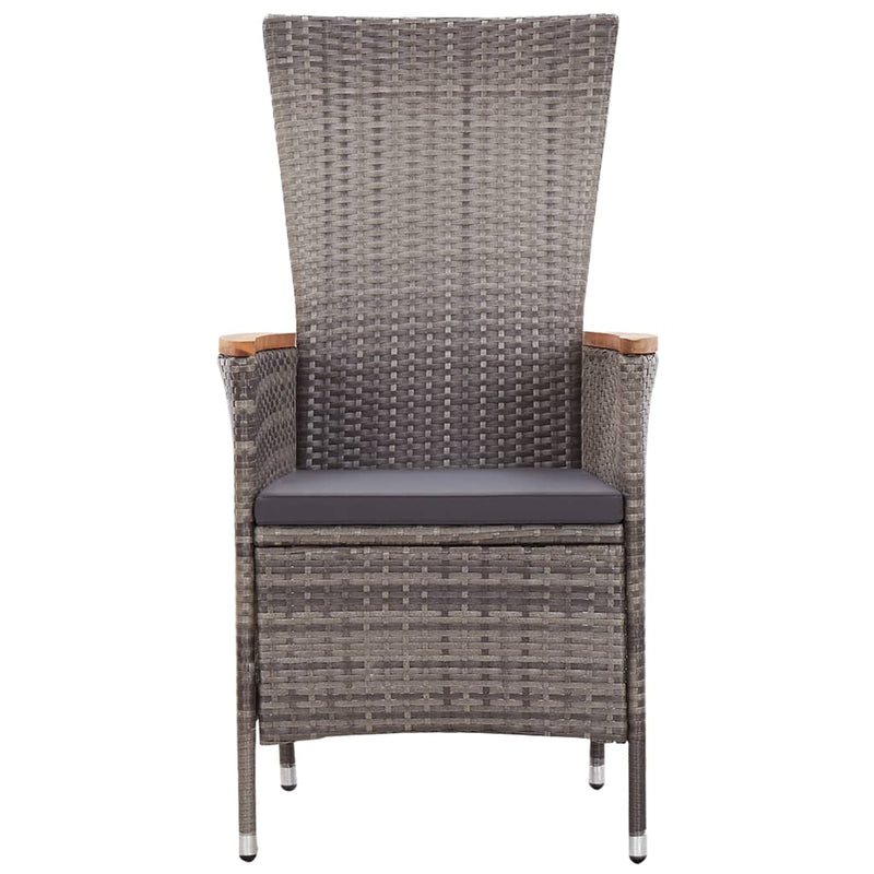 vidaXL 3 Piece Garden Dining Set with Cushions Grey