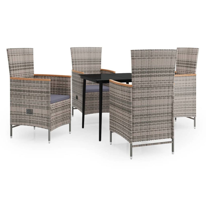 vidaXL 5 Piece Garden Dining Set with Cushions Grey