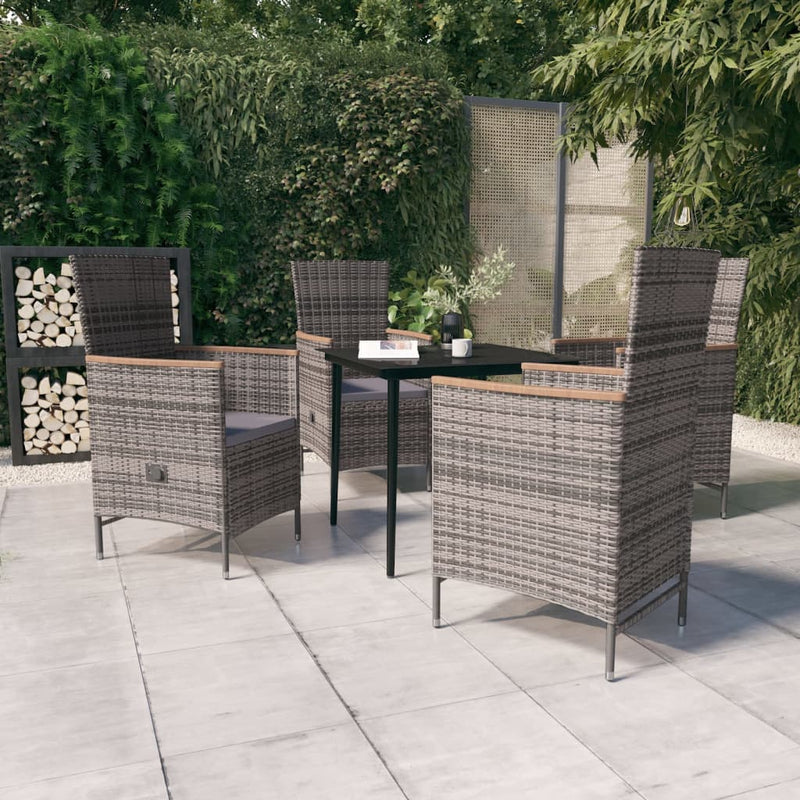 vidaXL 5 Piece Garden Dining Set with Cushions Grey