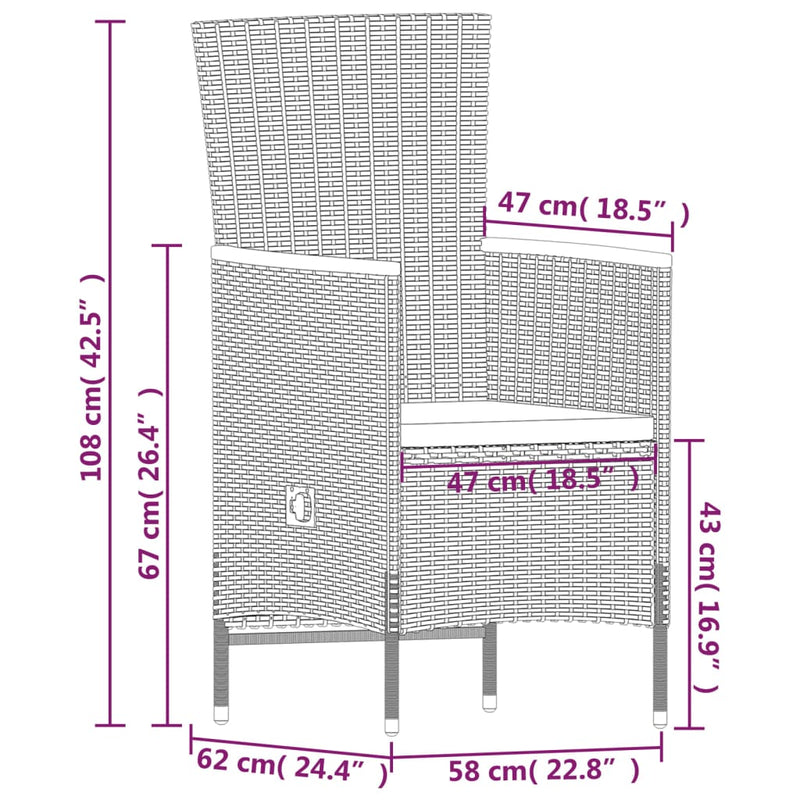 vidaXL 7 Piece Garden Dining Set with Cushions Grey