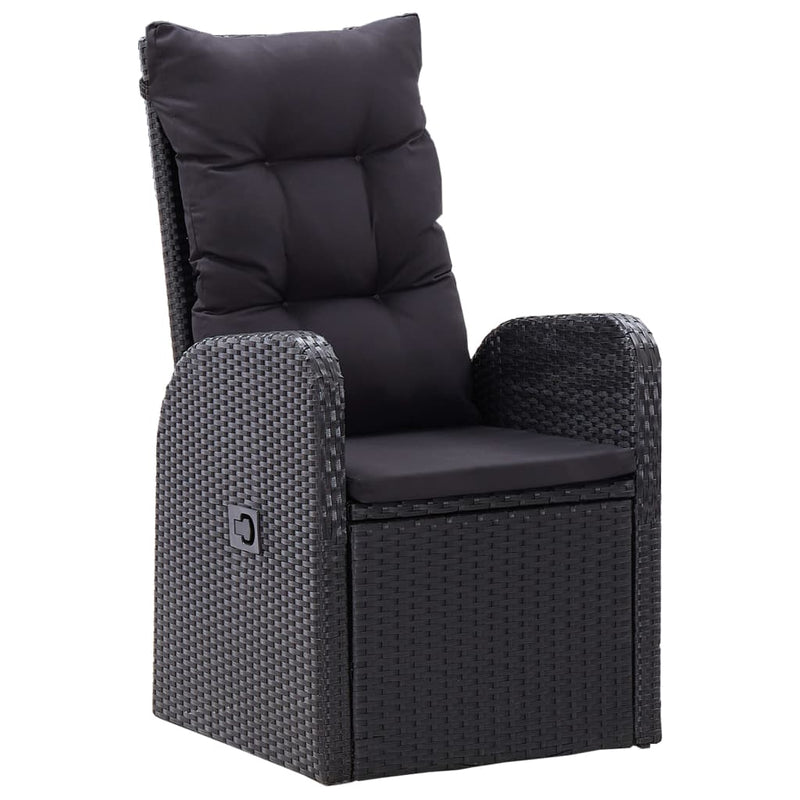 vidaXL 3 Piece Garden Dining Set with Cushions Black