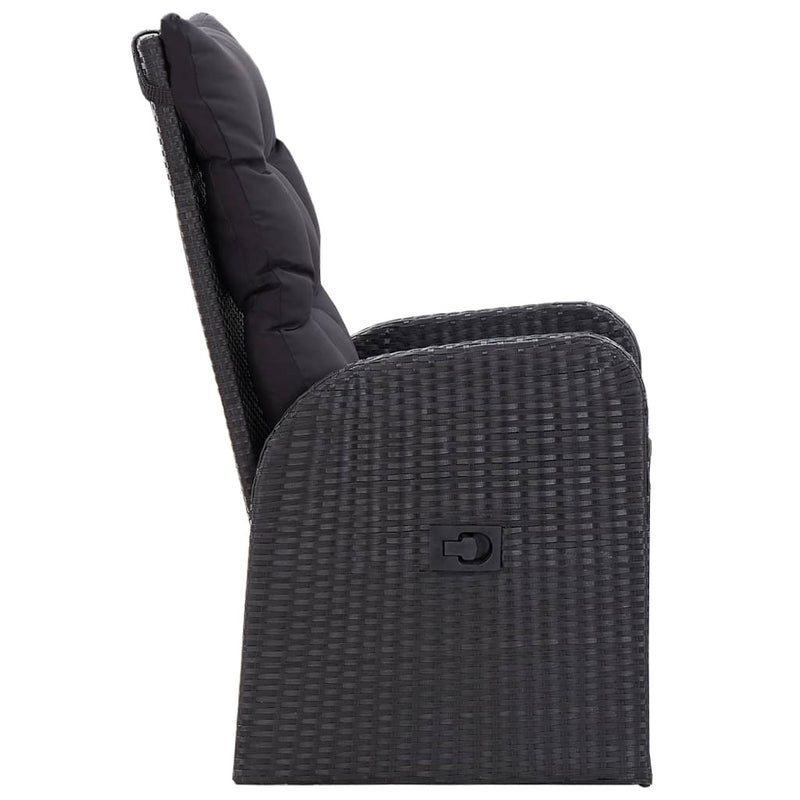 vidaXL 3 Piece Garden Dining Set with Cushions Black