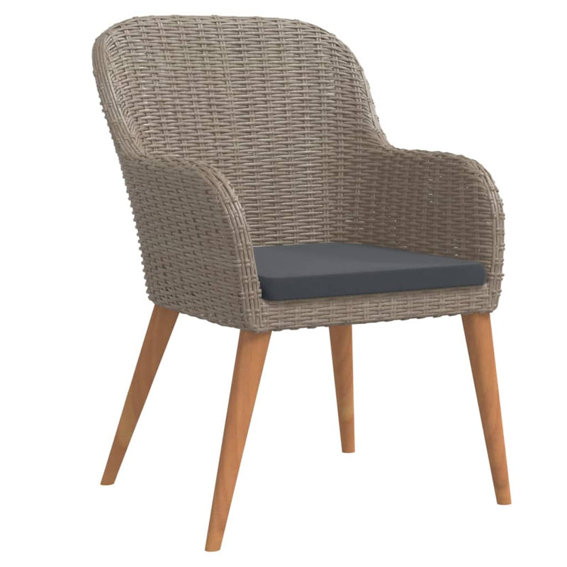 vidaXL 3 Piece Garden Dining Set with Cushions Brown