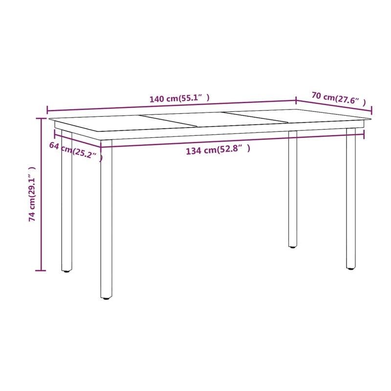 7 Piece Garden Dining Set with Cushions Brown