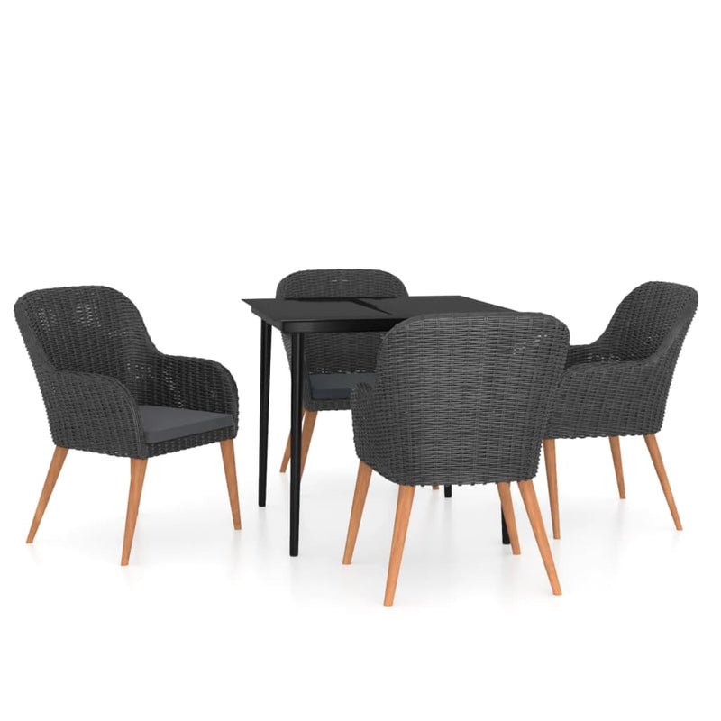 vidaXL 5 Piece Garden Dining Set with Cushions Black