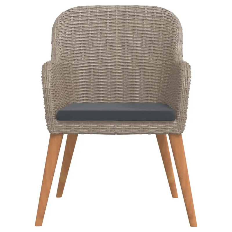 3 Piece Garden Dining Set with Cushions Brown