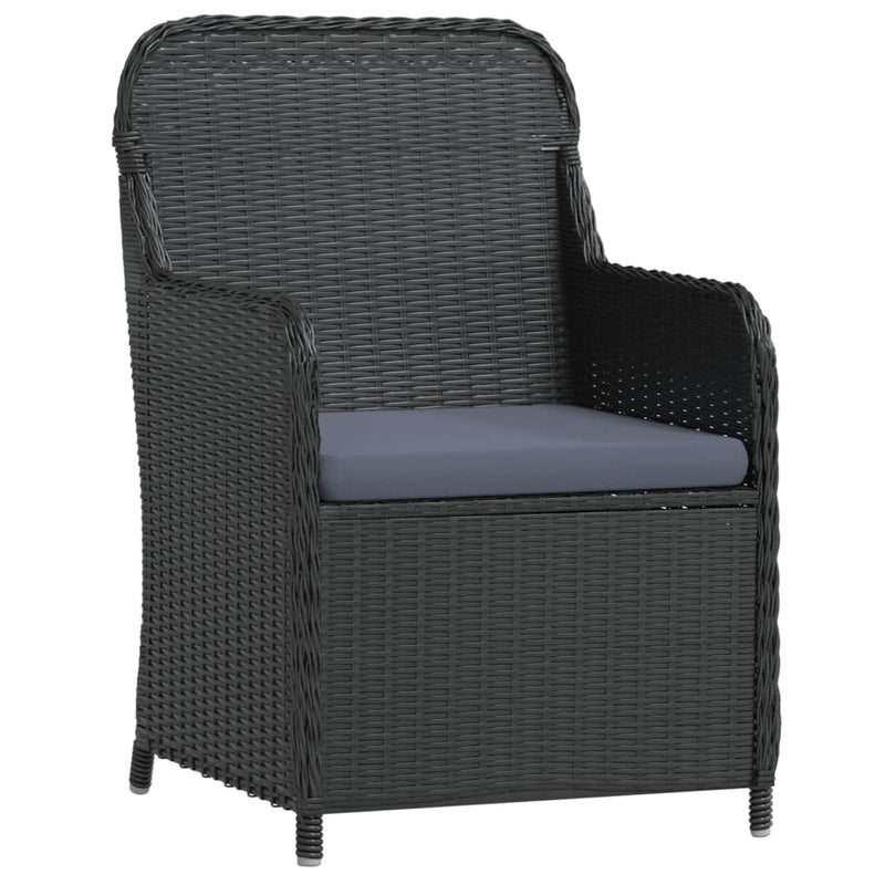 vidaXL 3 Piece Garden Dining Set with Cushions Black