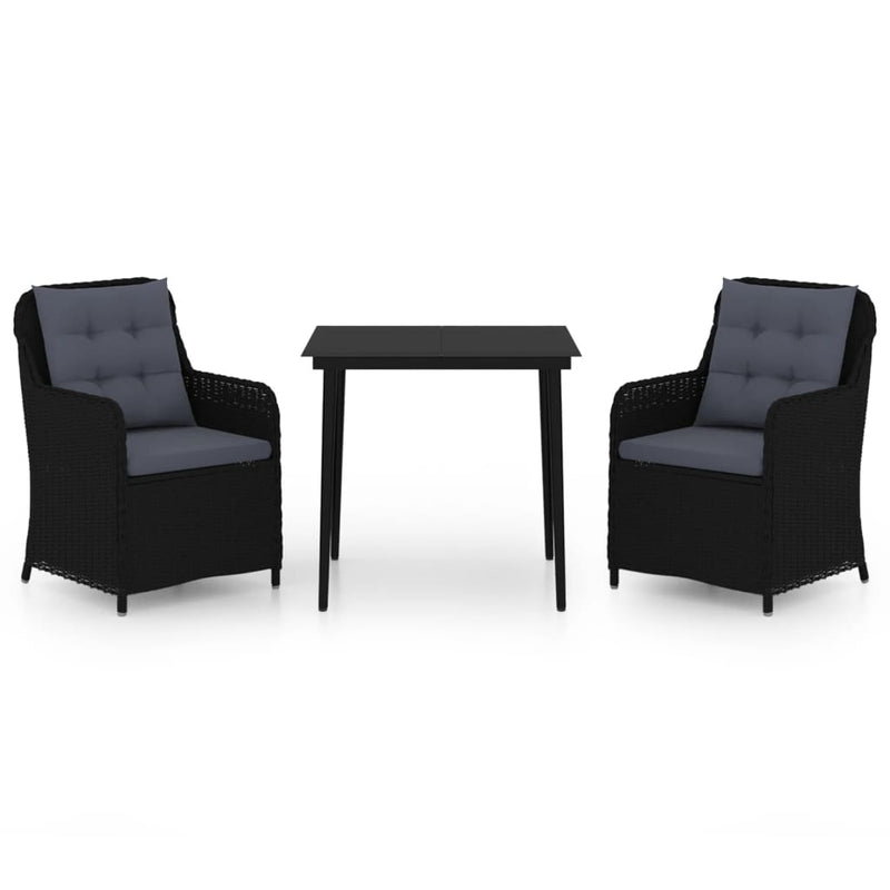 vidaXL 3 Piece Garden Dining Set Black