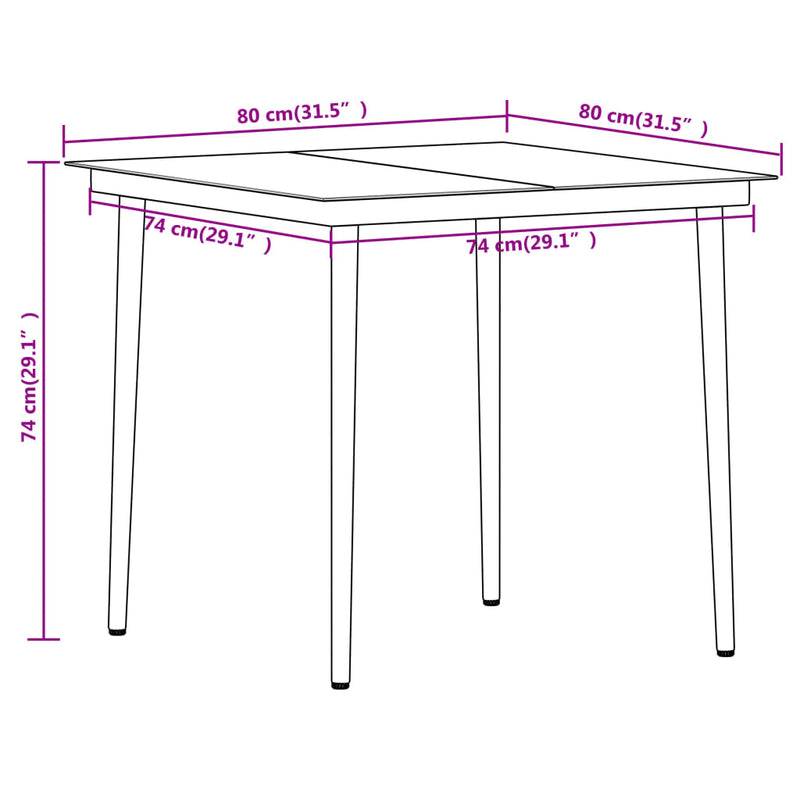 vidaXL 3 Piece Garden Dining Set Black
