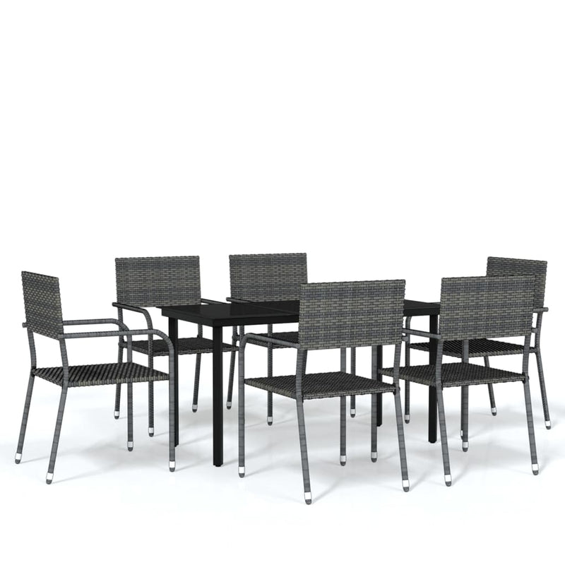 vidaXL 7 Piece Garden Dining Set Grey