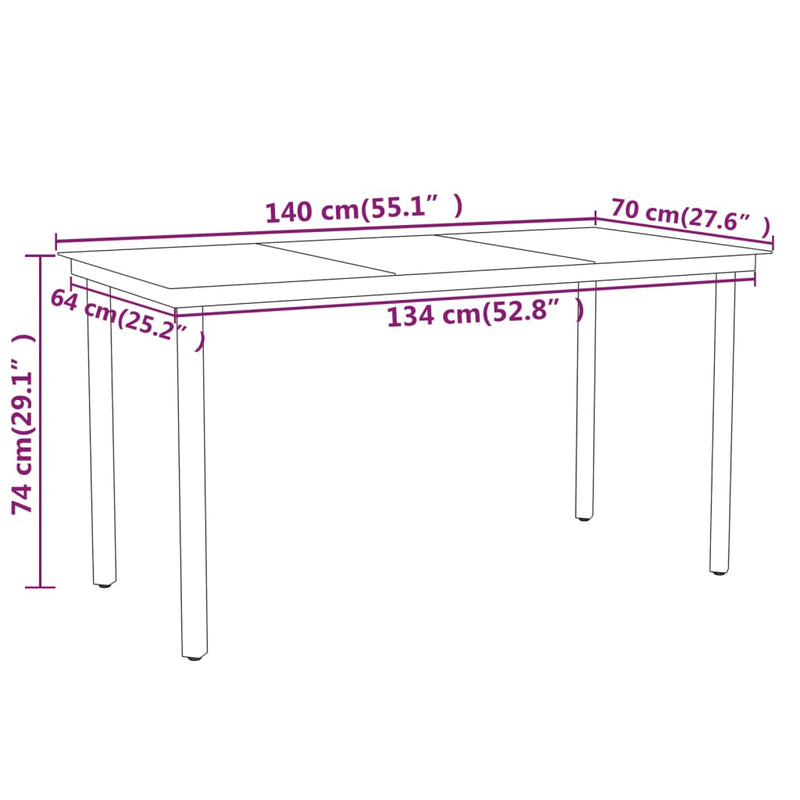 vidaXL 7 Piece Garden Dining Set Grey