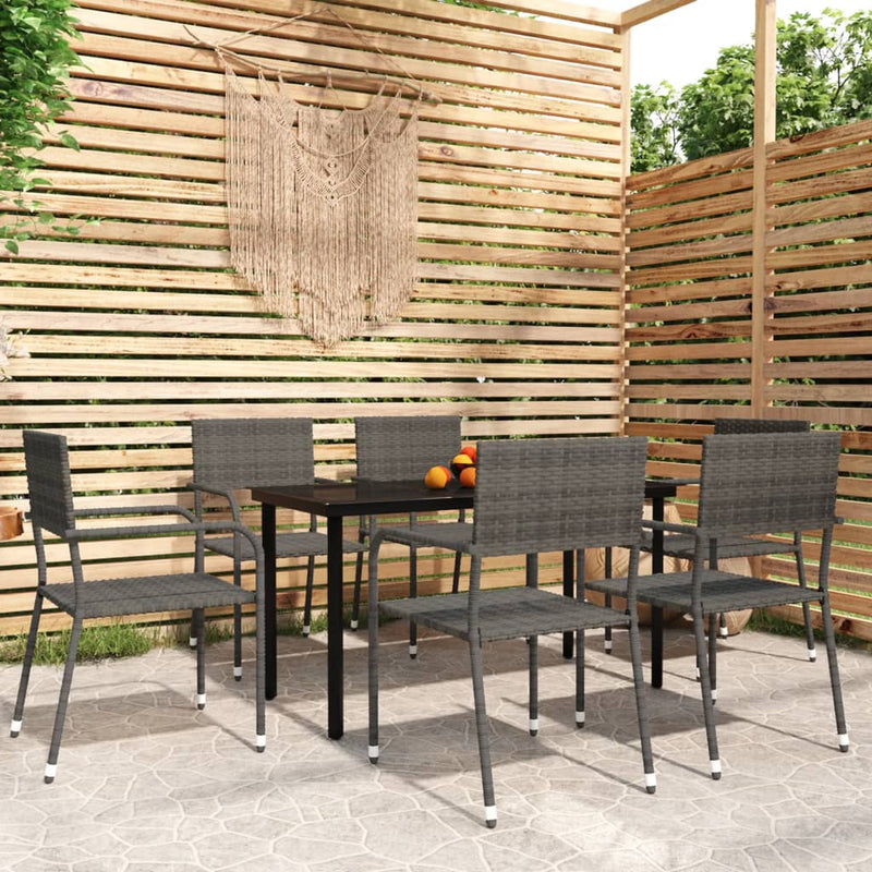 vidaXL 7 Piece Garden Dining Set Grey