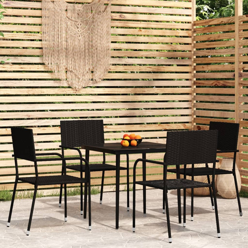 vidaXL 5 Piece Garden Dining Set Black
