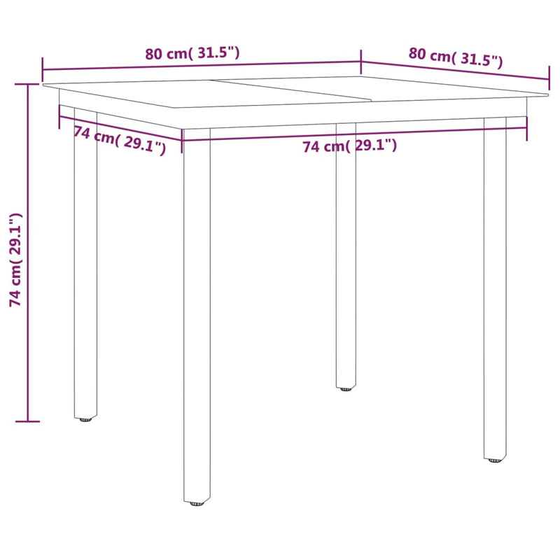 vidaXL 3 Piece Garden Dining Set Black