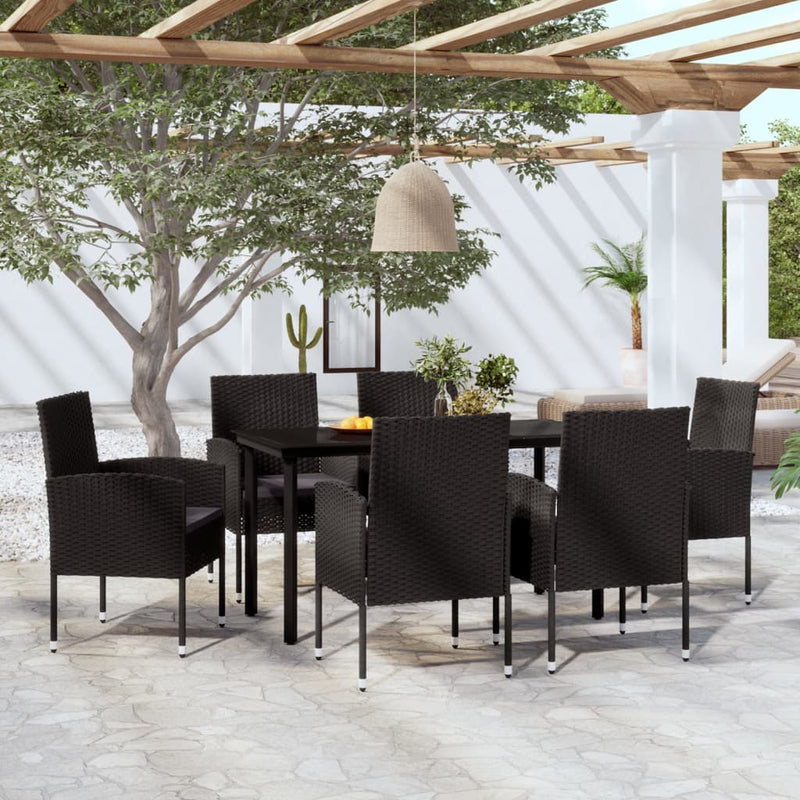vidaXL 7 Piece Garden Dining Set Black