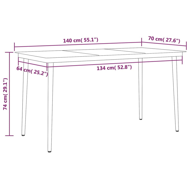 vidaXL 7 Piece Garden Dining Set Black