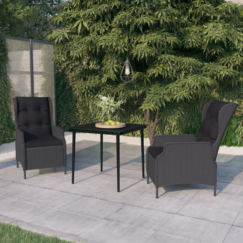 vidaXL 3 Piece Garden Dining Set Dark Grey