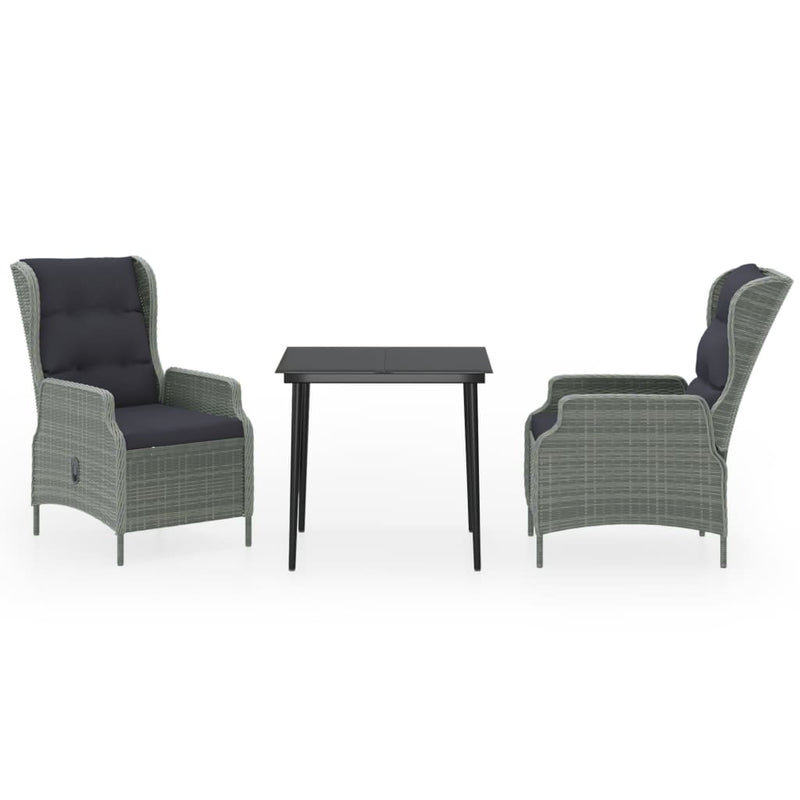 vidaXL 3 Piece Garden Dining Set Light Grey