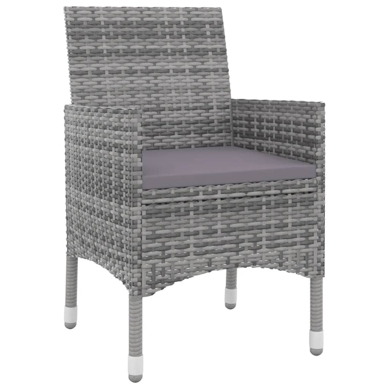 vidaXL 3 Piece Garden Dining Set with Cushions Poly Rattan and Glass