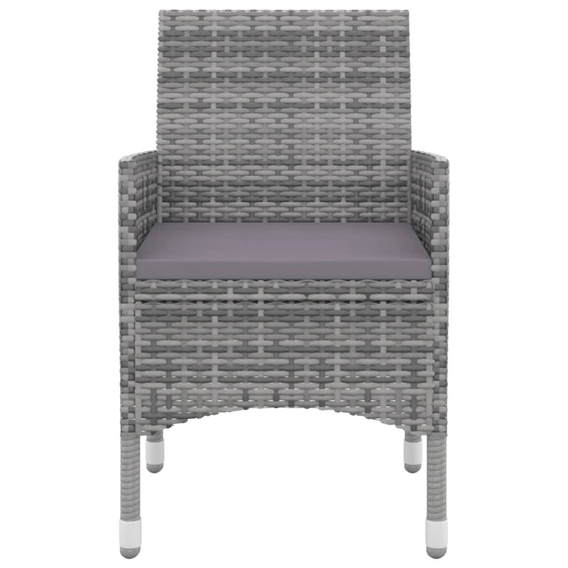 vidaXL 3 Piece Garden Dining Set with Cushions Poly Rattan and Glass