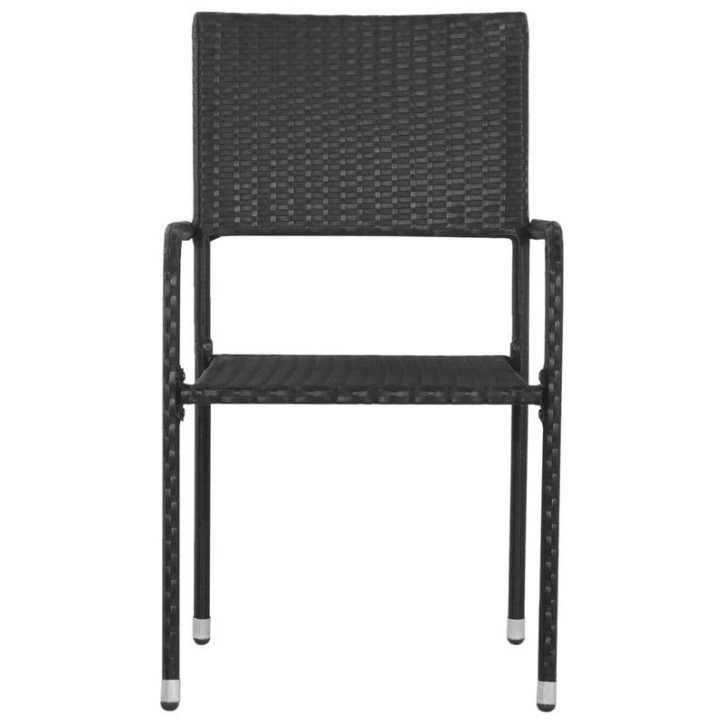 Garden Dining Chairs 6 pcs Stackable Black Poly Rattan