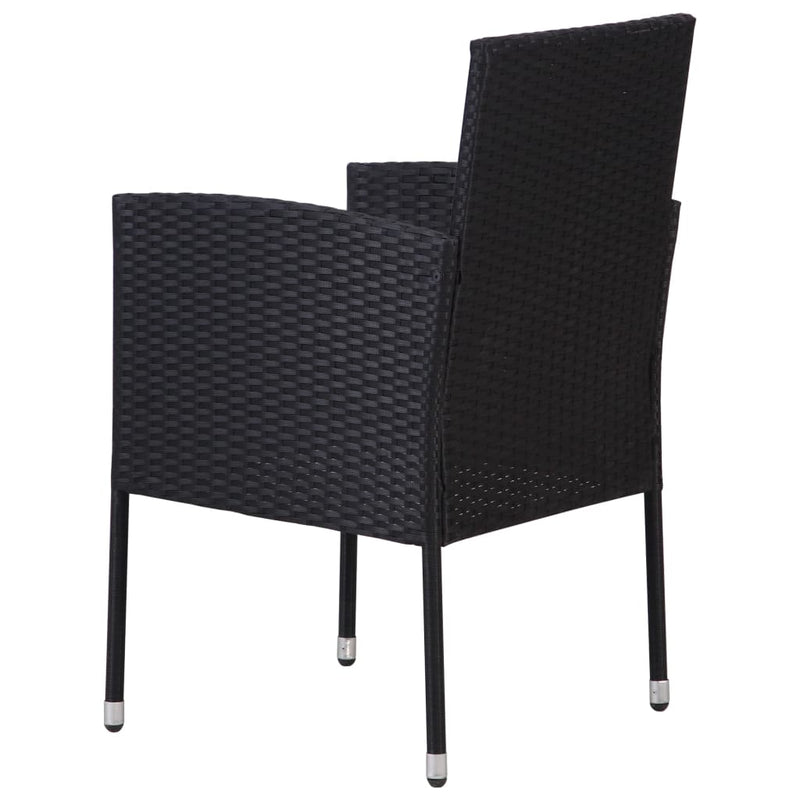 Garden Chairs with Cream White Cushions 2 pcs Black Poly Rattan