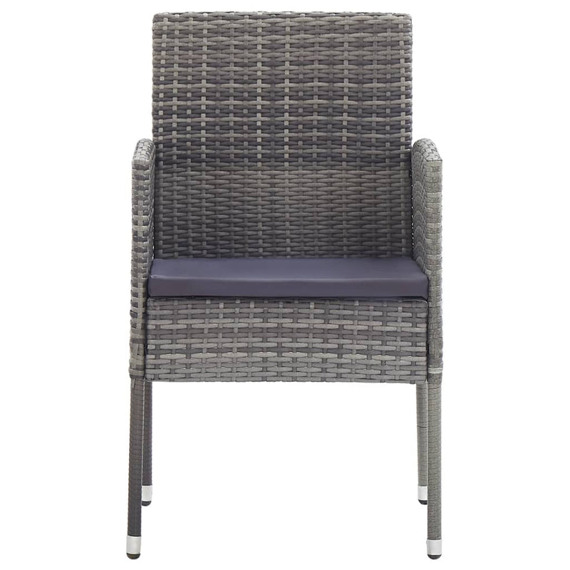 Garden Chairs with Dark Grey Cushions 2 pcs Grey Poly Rattan