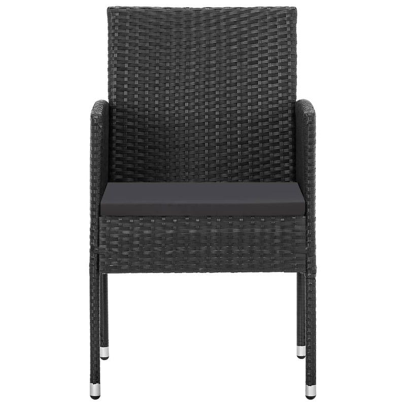 vidaXL Garden Chairs with Black Cushions 4 pcs Black Poly Rattan