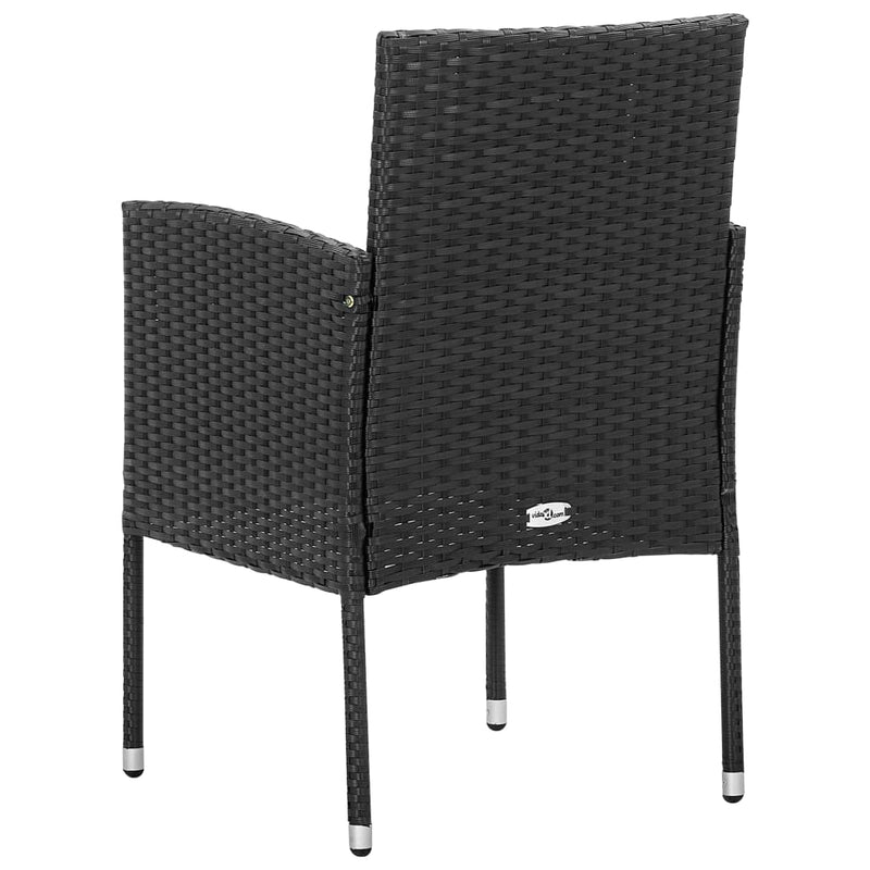 vidaXL Garden Chairs with Black Cushions 4 pcs Black Poly Rattan