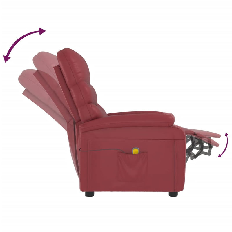 Massage Chair Wine Red Faux Leather