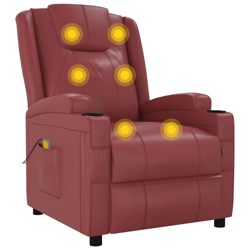 Massage Chair Wine Red Faux Leather