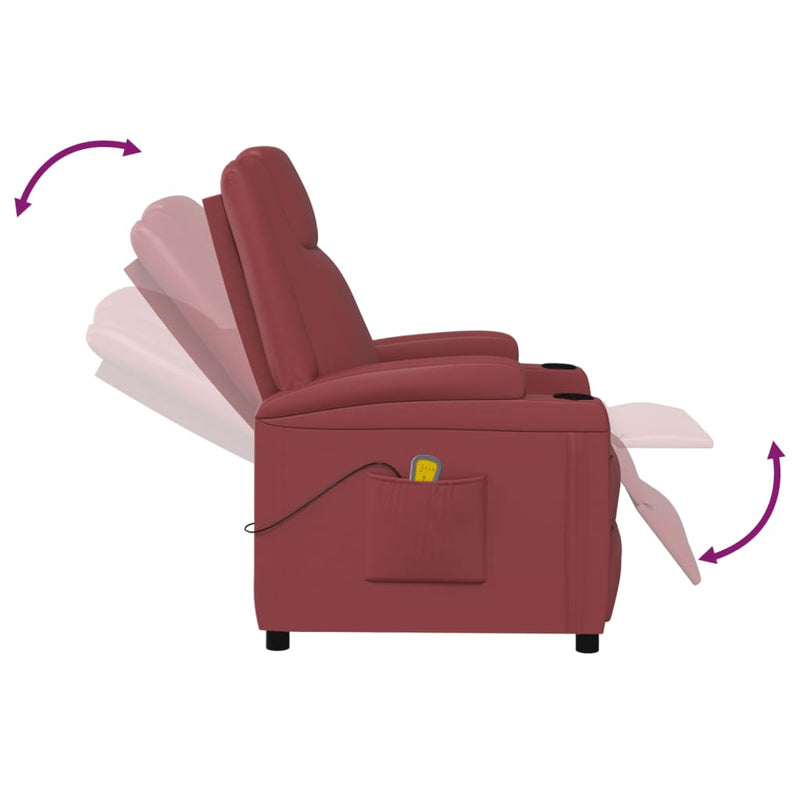 Massage Chair Wine Red Faux Leather