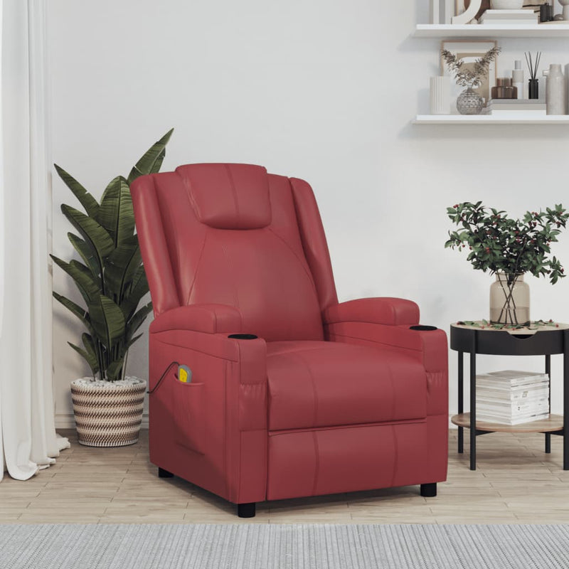 Massage Chair Wine Red Faux Leather