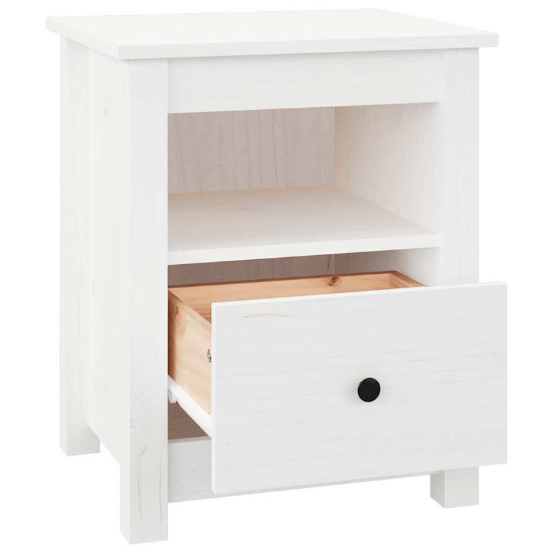 vidaXL Bedside Cabinet White 40x35x49 cm Solid Wood Pine